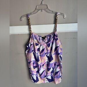 Stylish Abstract Camisole with Chain Straps Size 1X